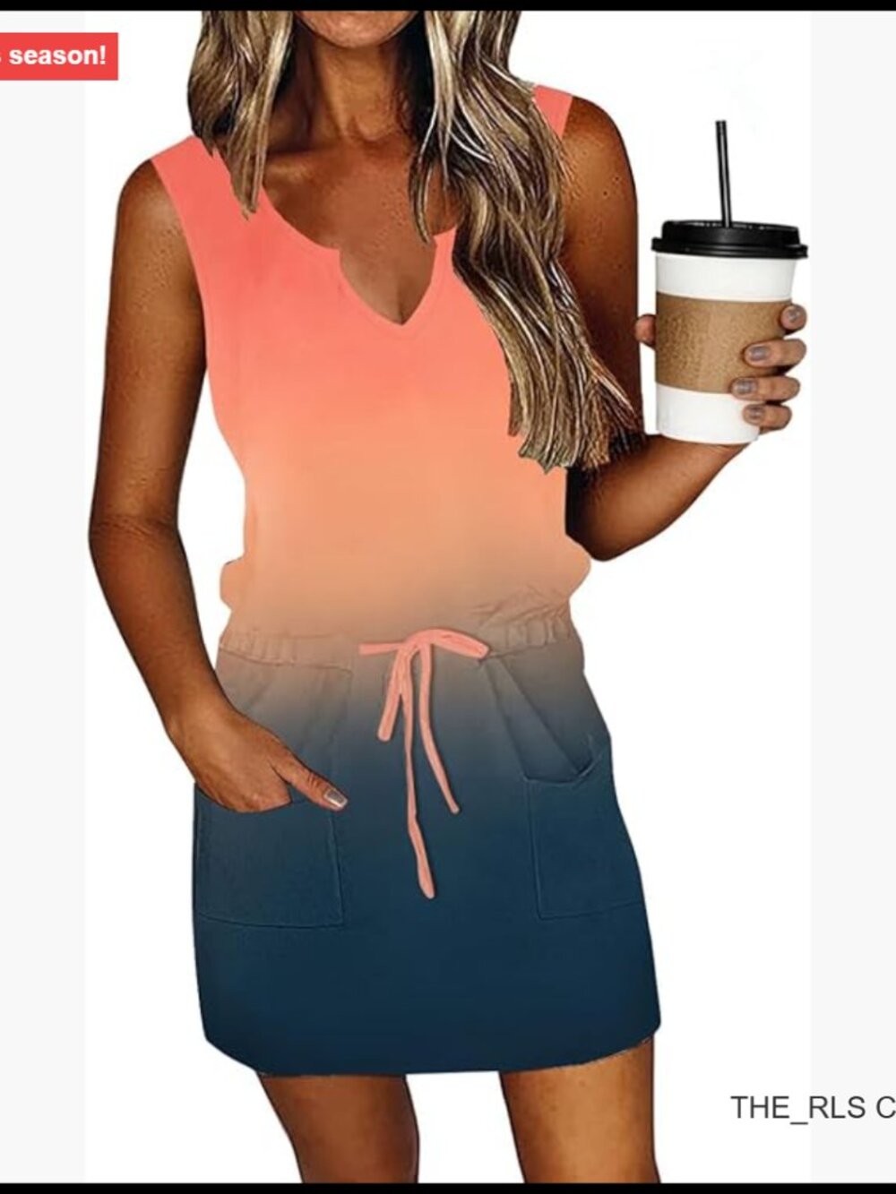Sleeveless V-Neck Casual Dress with Front Pockets Summer Fashion